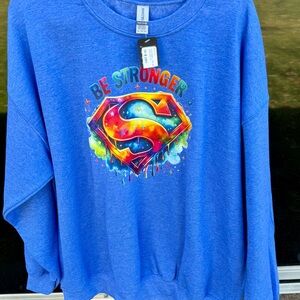 Gildan Royal Blue 'Be Stronger' Superman Graphic Sweatshirt